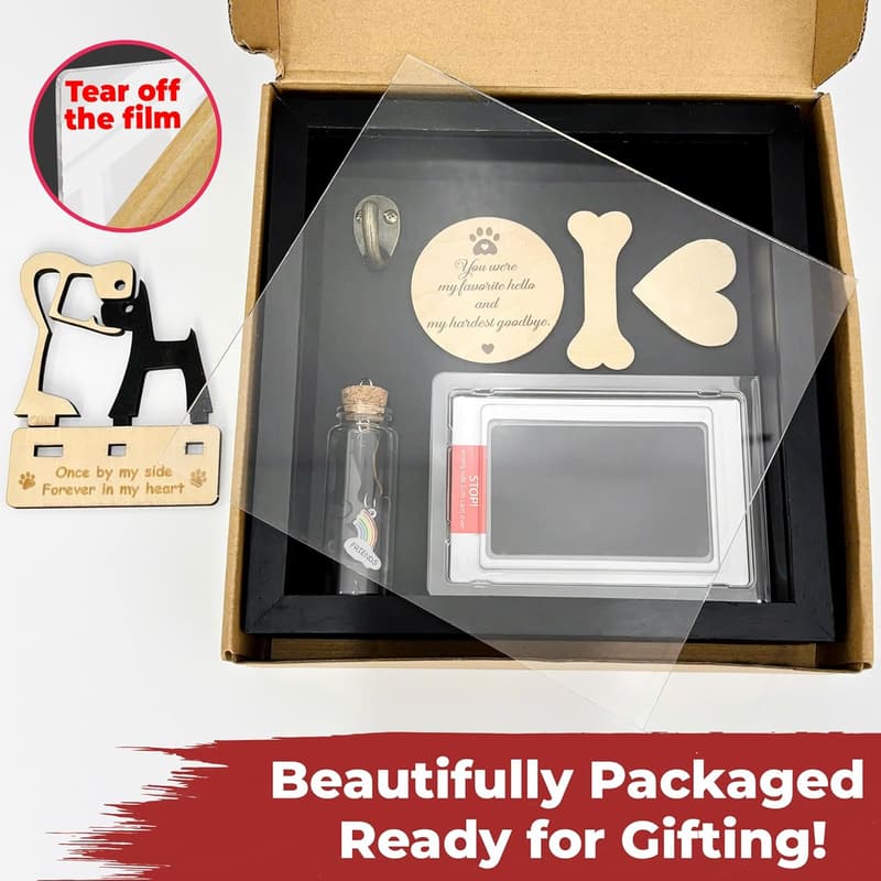 Pet Memorial Shadow Box with Frame & Keepsake Kit