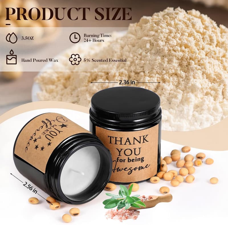 Thank You Gifts: 4 Scented Soy Wax Candles for Teachers & Nurses