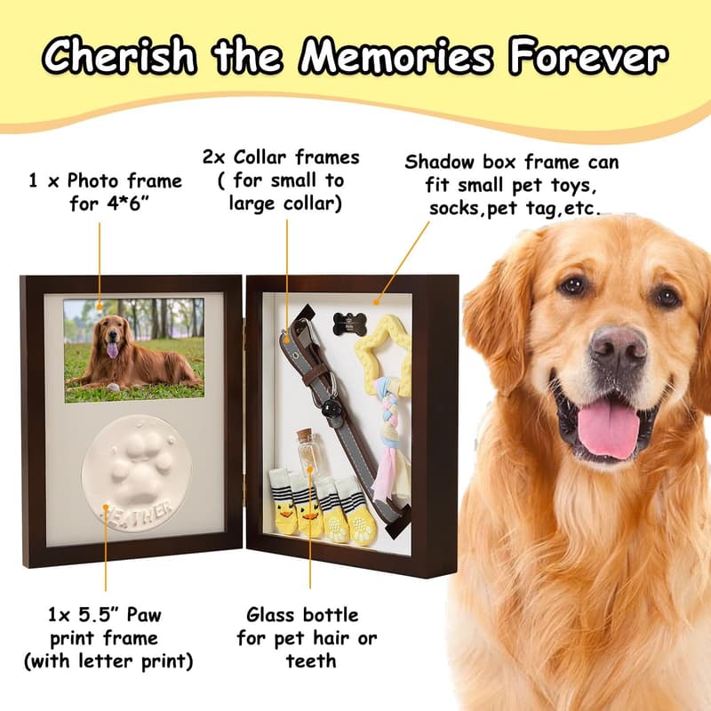 Pet Memorial Frame with Clay Paw Print Kit – Sympathy Gift