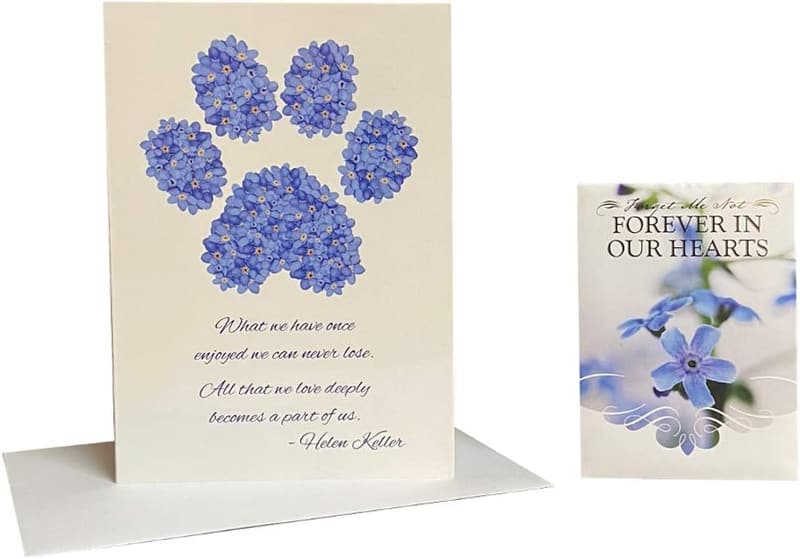 Pet Memorial Sympathy Card & Forget Me Not Seed Packet Set