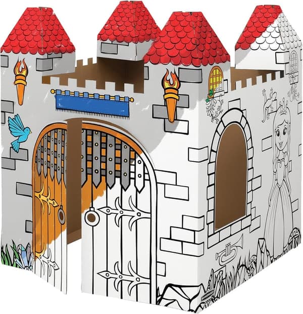 Castle Playhouse Cardboard Craft Activity for Kids