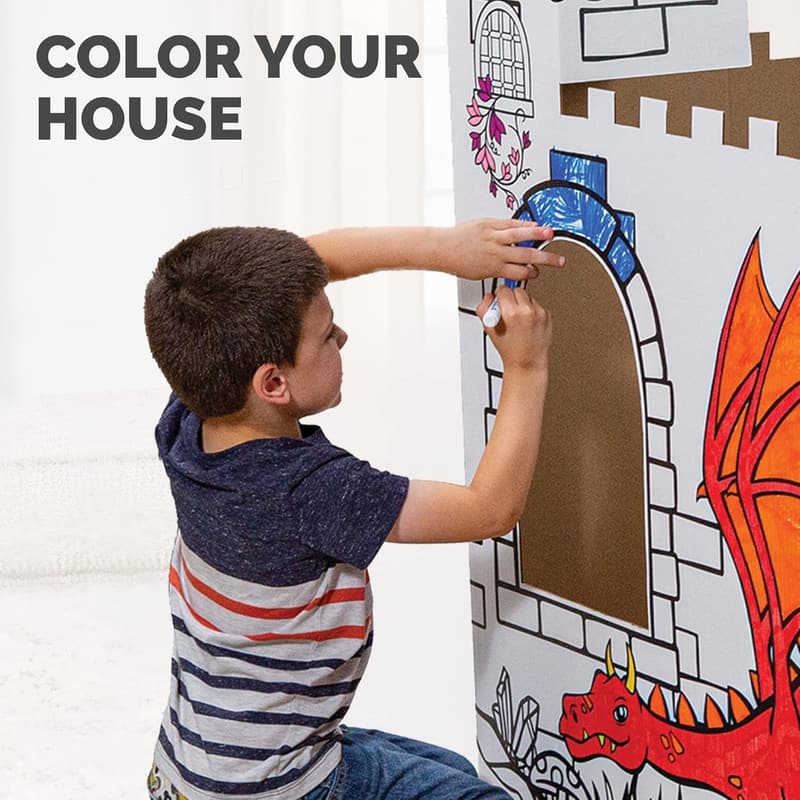 Castle Playhouse Cardboard Craft Activity for Kids