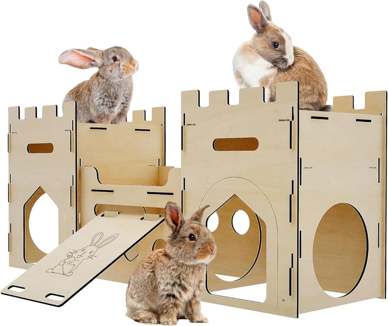 Extra Large Wooden Multi-Story Bunny Castle Habitat