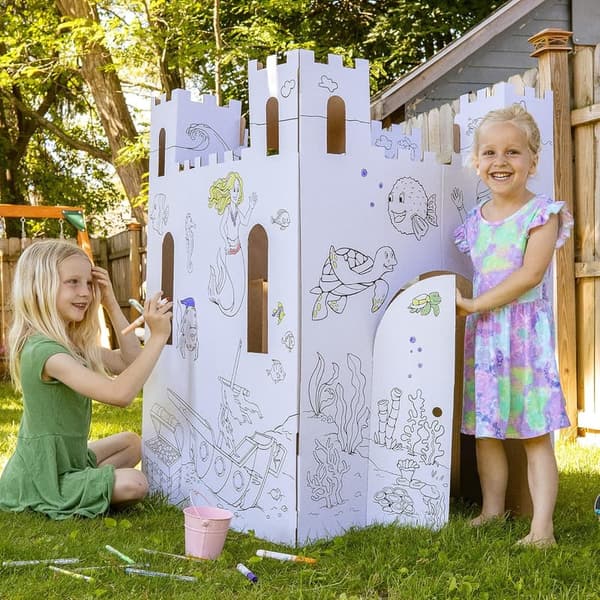 Kids Art Playhouse Sand Castle - Customizable Cardboard Fort, 32