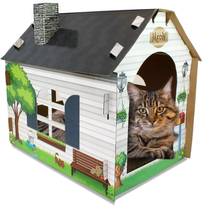 Cardboard Cat Hideaway with Scratching Pad – 19