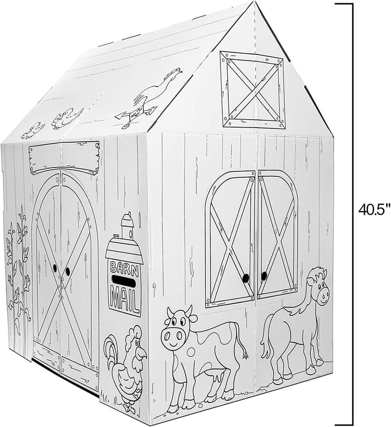 Kids Playhouse Barn - Colorful Cardboard Craft for Indoor & Outdoor Fun