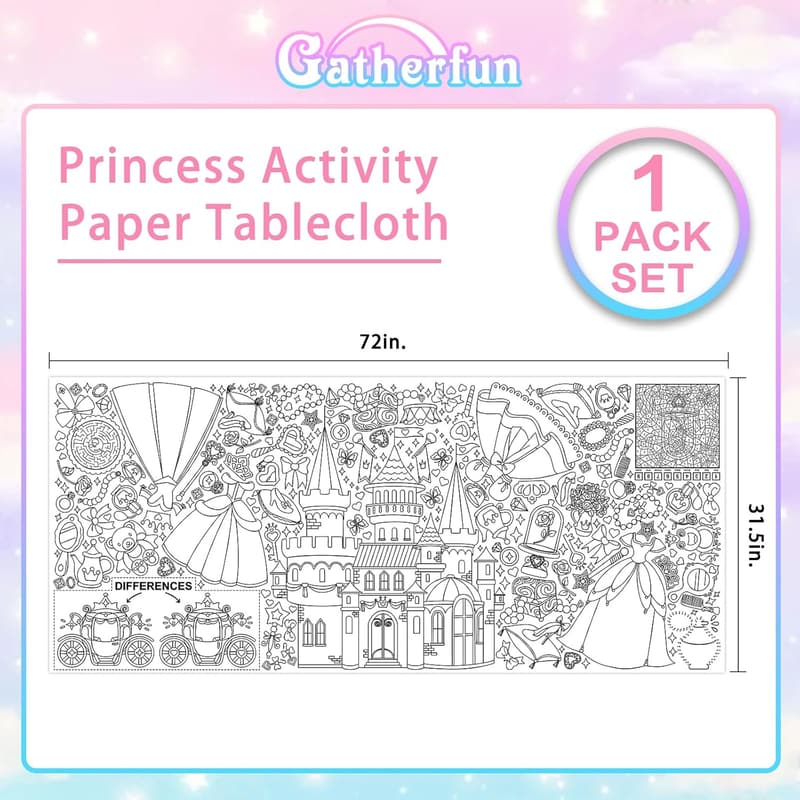 Princess Party Giant Coloring Poster - 31.5x72 Inches for Events