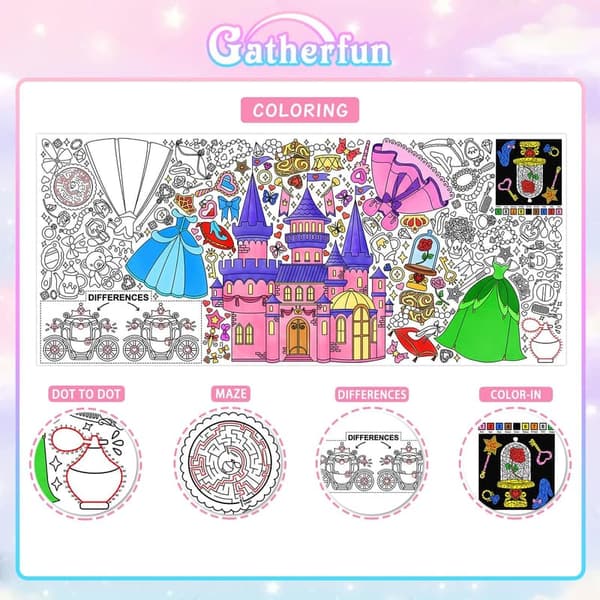 Princess Party Giant Coloring Poster - 31.5x72 Inches for Events