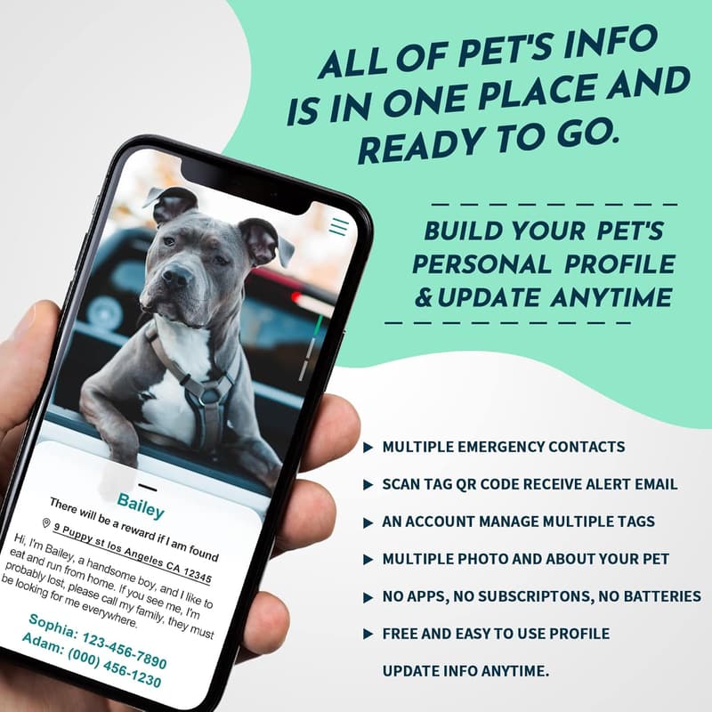 Durable QR Code Silicone Pet ID Tag with Online Profile