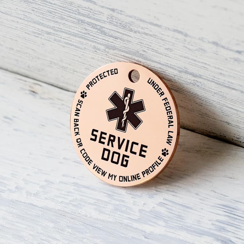 QR Code Service Dog Tag with Pet Online Profile