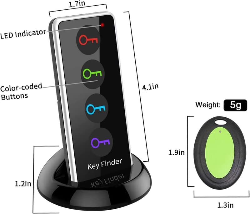 Bluetooth Key Finder with 1 Transmitter & 4 Receivers