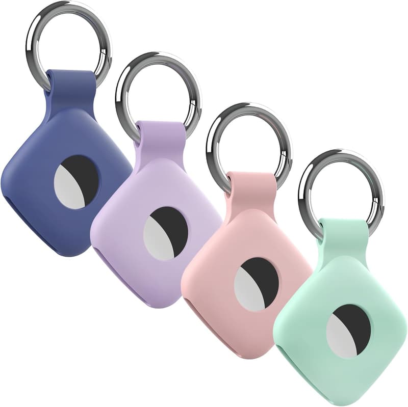 Tile Mate Tracker Holder Case - 4 Pack Silicone Keychain Set (Pink, Purple, Cyan, Blue)