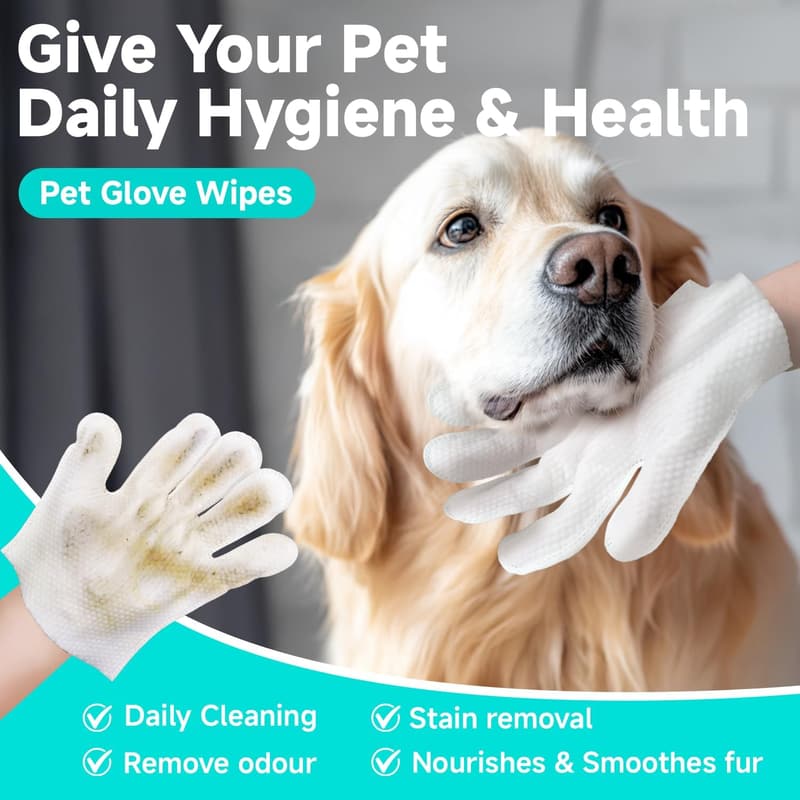 Hypoallergenic Pet Glove Wipes for Daily Care and Travel
