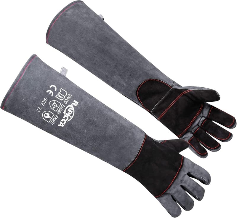 Animal Handling Gloves with Bite-Proof Leather Padding
