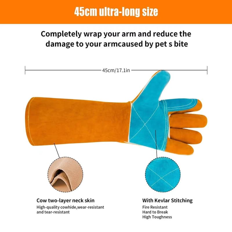 Bite-Proof Animal Handling Gloves with Reinforced Padding
