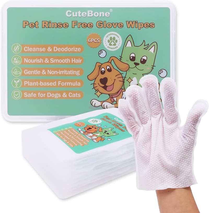 Dual-Sided Grooming Gloves for Dogs - 6 Count Cleaning Wipes
