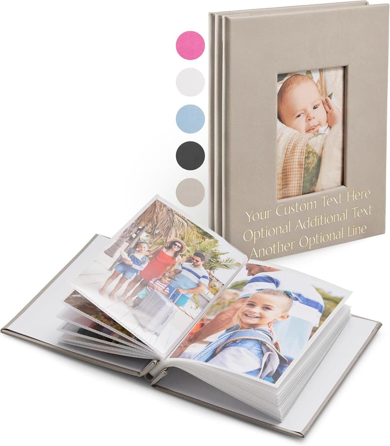 Personalized 4x6 Photo Album - Stone Grey Memory Book for 40 Photos