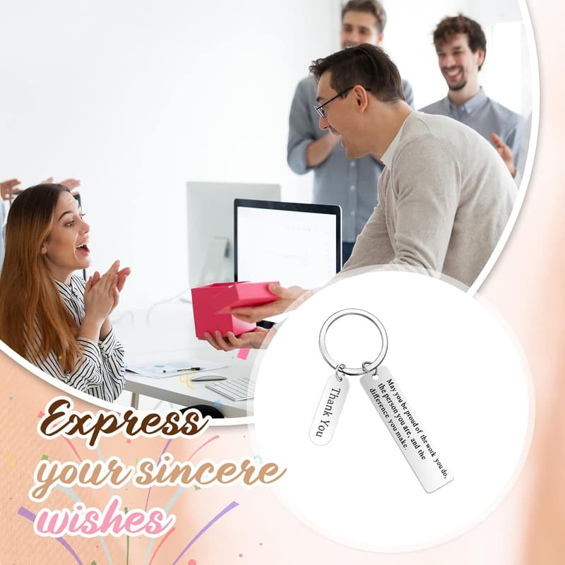 Employee Appreciation Graduation Keychain Set with Thank You Cards