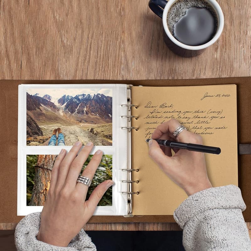 Genuine Leather Photo Album for 200 Photos with Writing Space