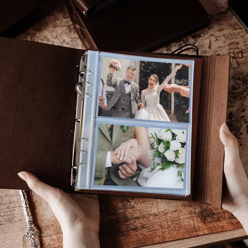 Leather Photo Album for 160 Photos with Writing Space