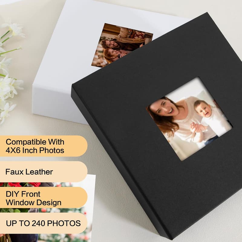 Leather Photo Album for 240 4x6 Photos with Writing Space