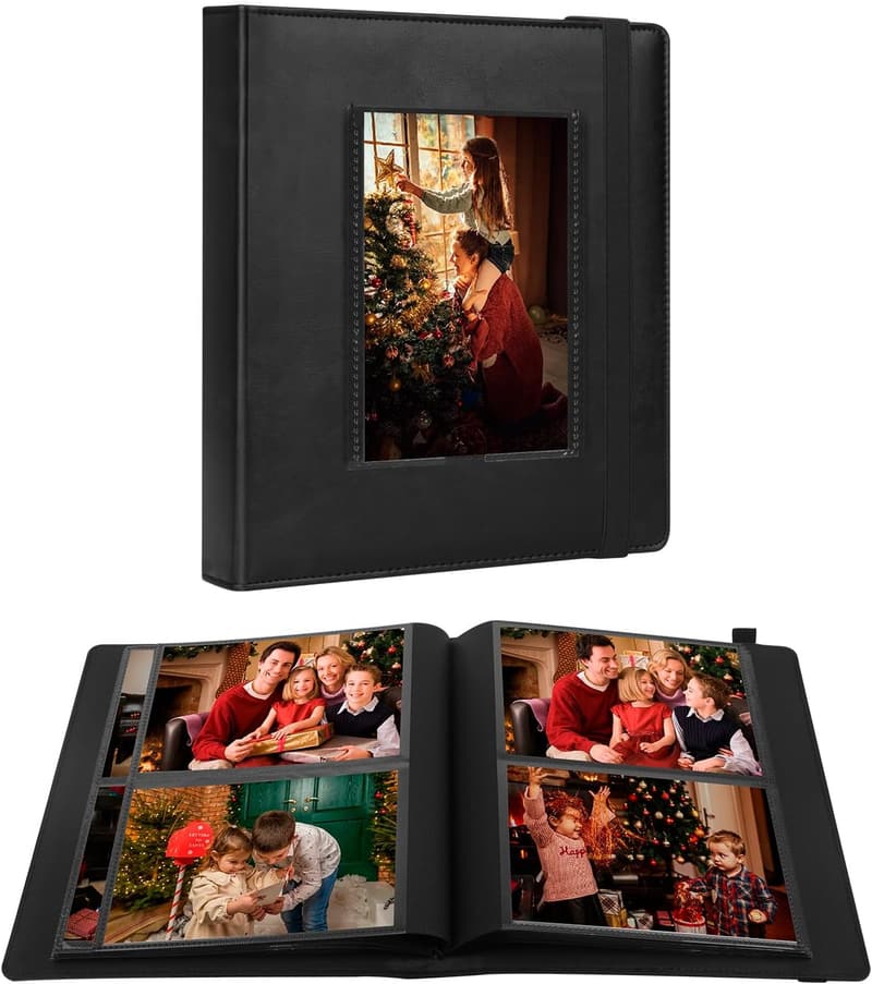 Leather Photo Album with DIY Front Window for 4x6 Photos - 136 Pockets