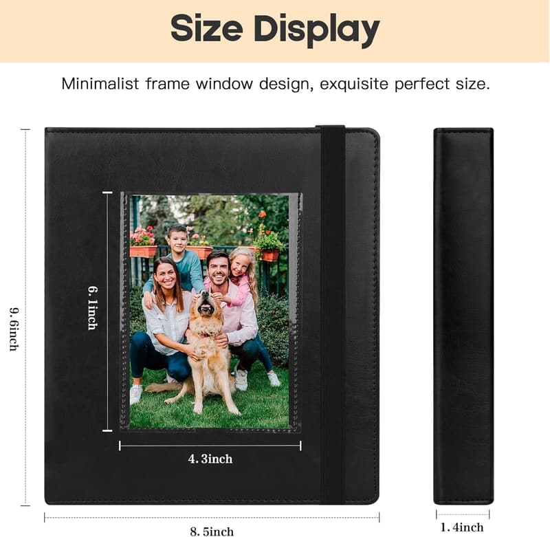 Leather Photo Album with DIY Front Window for 4x6 Photos - 136 Pockets