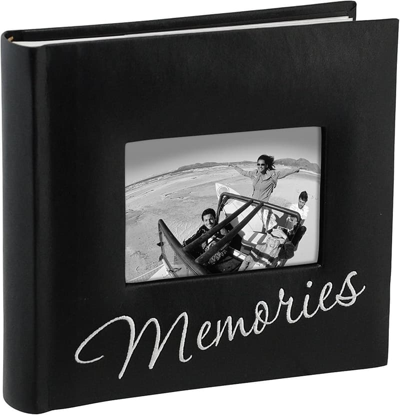 Black Cursive 2-Up Photo Album with Memo Space for Memories