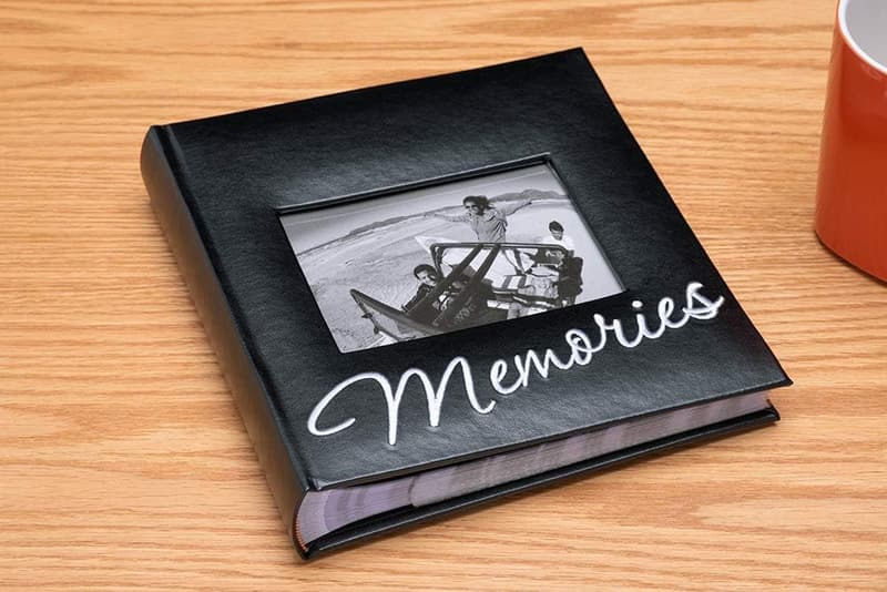 Black Cursive 2-Up Photo Album with Memo Space for Memories