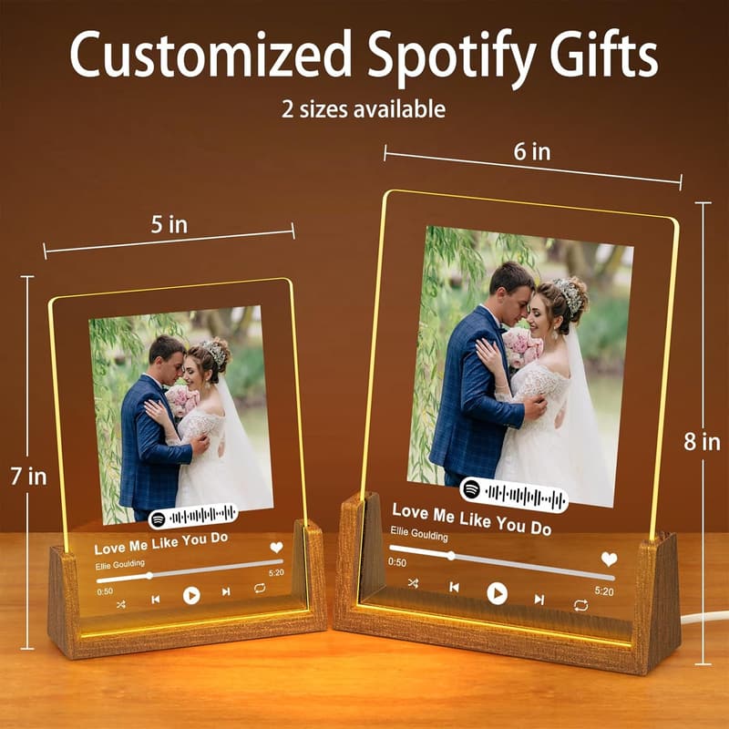 Personalized Spotify Plaque in LED Walnut Frame for Couples