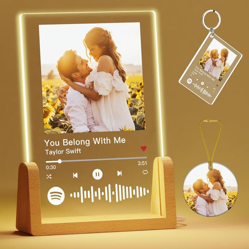 Personalized Acrylic Spotify Plaque - Custom Photo Gift for Couples