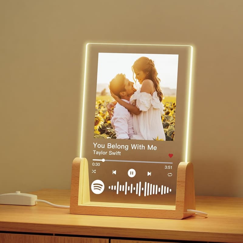 Personalized Acrylic Spotify Plaque - Custom Photo Gift for Couples