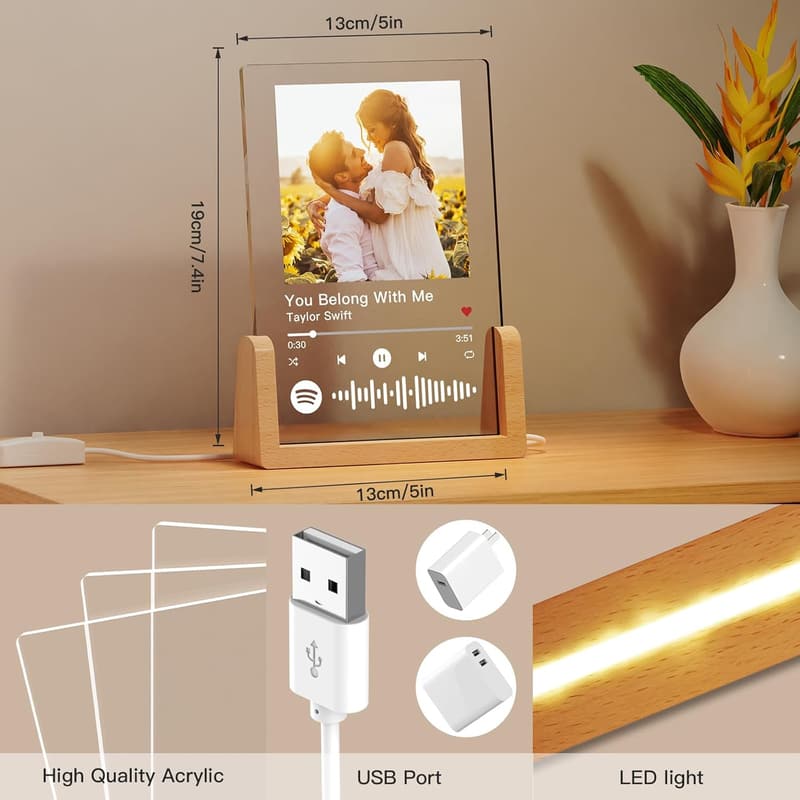 Personalized Acrylic Spotify Plaque - Custom Photo Gift for Couples