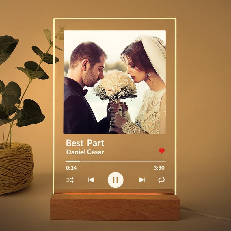 Personalized Song Plaque with Photo Frame for Couples