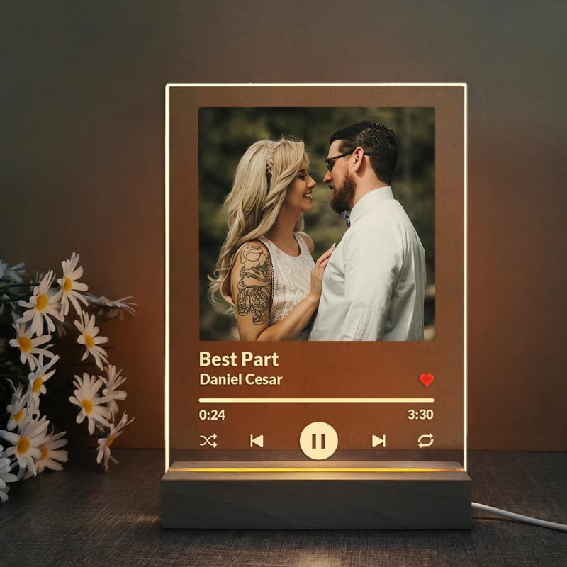 Personalized Song Plaque with Photo Frame for Couples