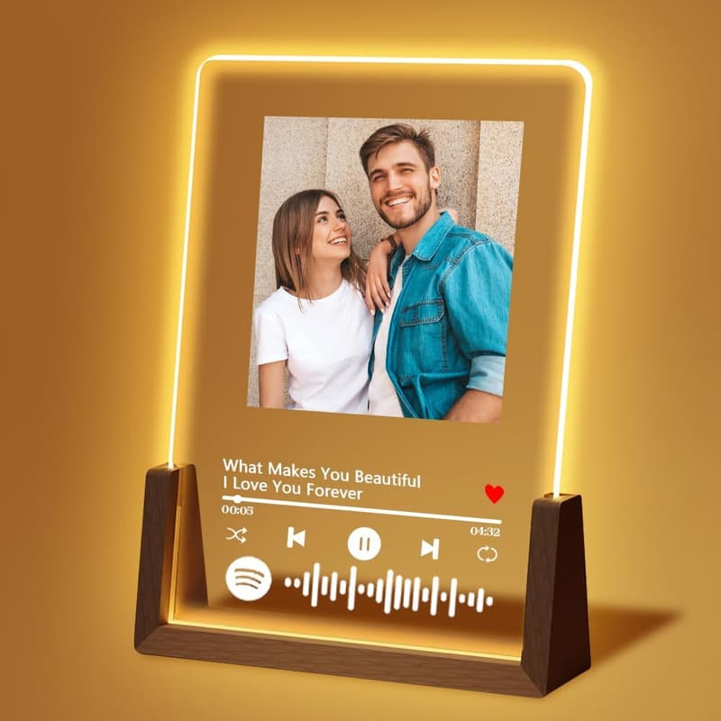 Customizable Night Light with Spotify Plaque for Couples