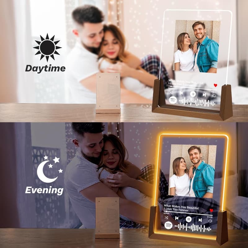 Customizable Night Light with Spotify Plaque for Couples