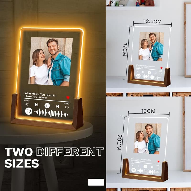 Customizable Night Light with Spotify Plaque for Couples