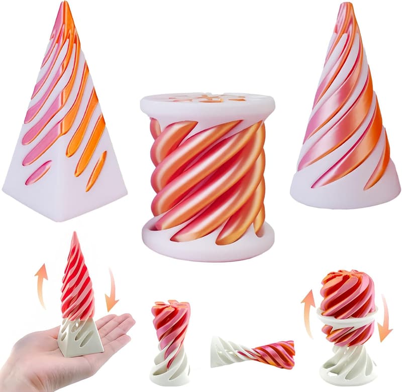 Spiral Cone Fidget Toy Set – 3D Printed Relaxation Gifts