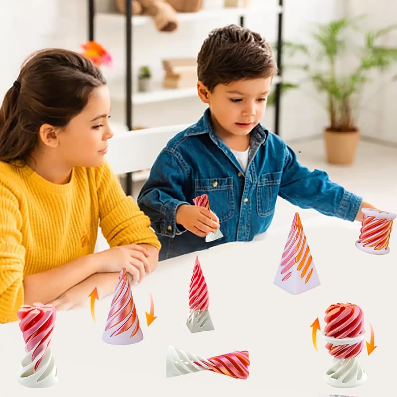 Spiral Cone Fidget Toy Set – 3D Printed Relaxation Gifts