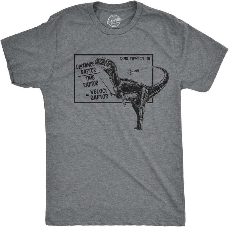Funny Velociraptor T-Shirt for Men - Physics Joke Design