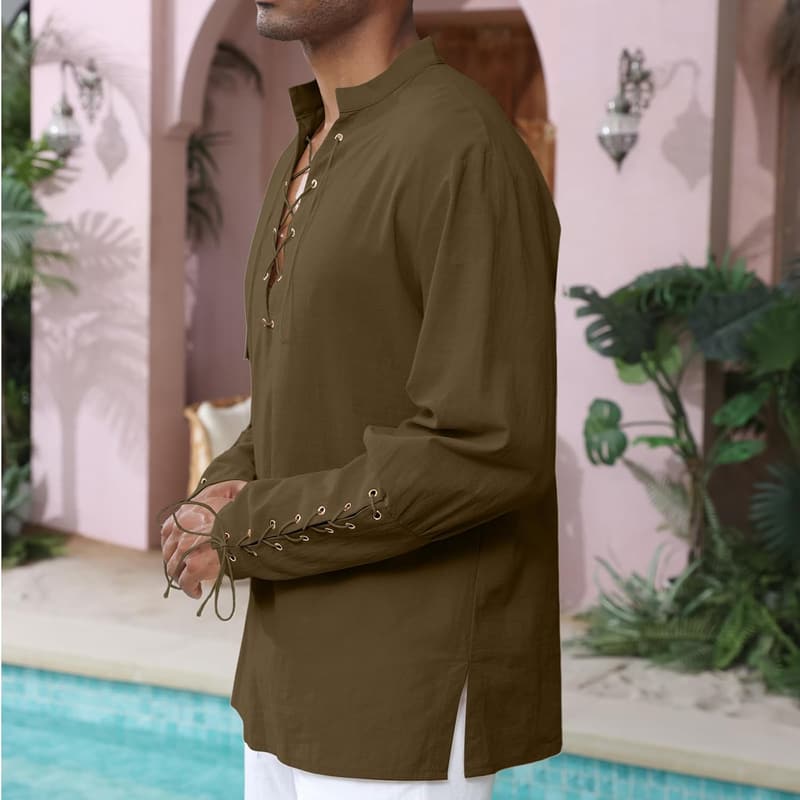 Medieval Viking Pirate Costume Shirt for Men – Cotton Linen