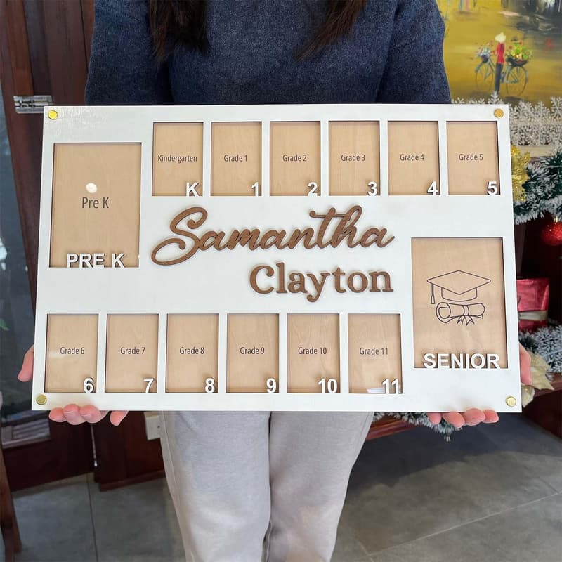 Personalized Wooden School Years Frame for Grades Pre-K to 12