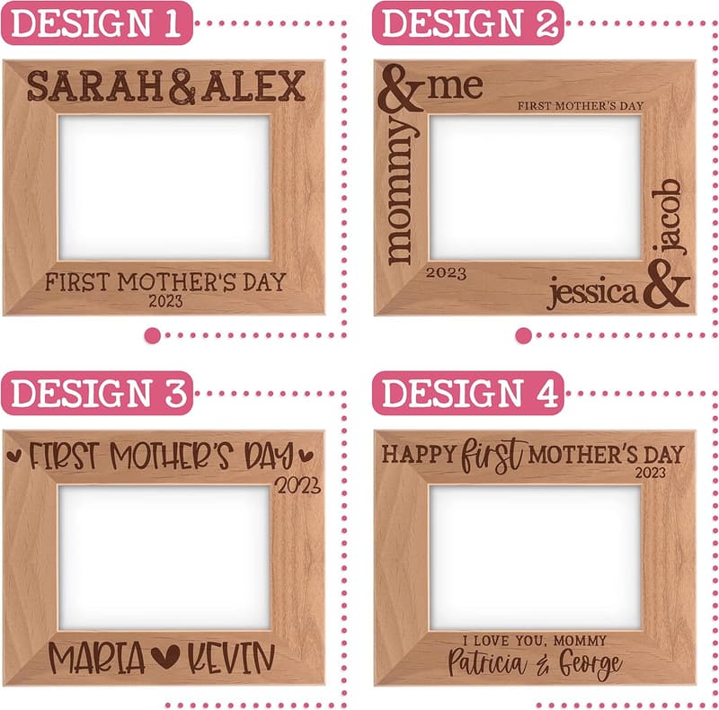 1st Mother's Day Personalized Picture Frame for Mom - 4 Designs