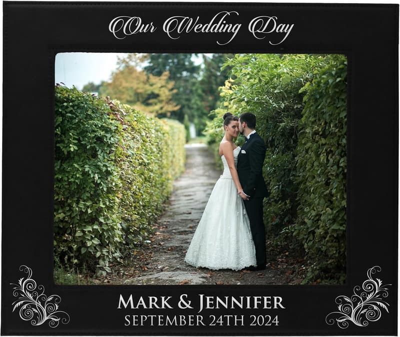 Personalized Wedding Gift Picture Frame - Custom Engraved (8x10)