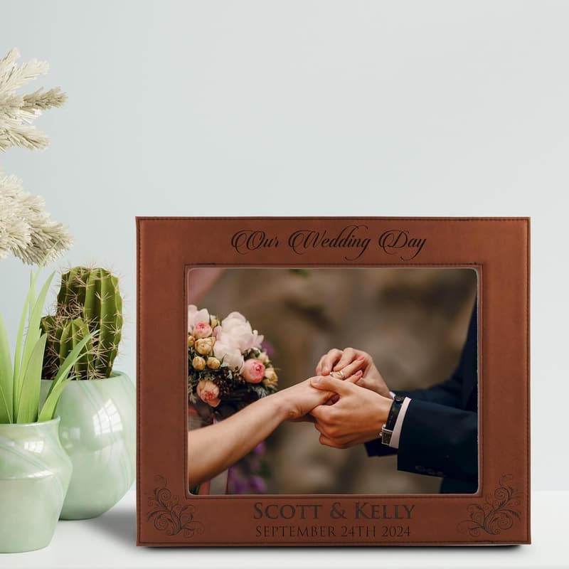 Personalized Wedding Gift Picture Frame - Custom Engraved (8x10)
