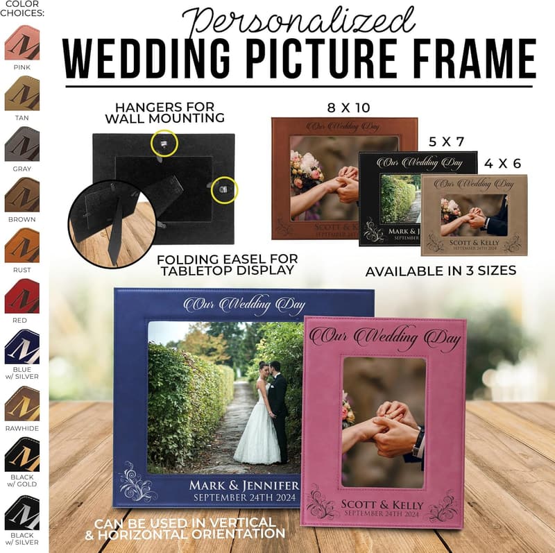 Personalized Wedding Gift Picture Frame - Custom Engraved (8x10)