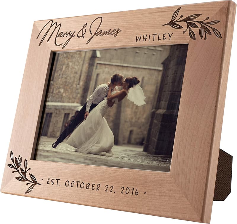 Engraved Brown Wedding Picture Frame, 5x7