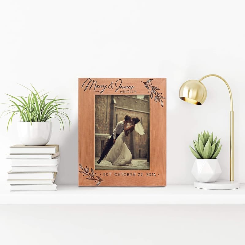 Engraved Brown Wedding Picture Frame, 5x7