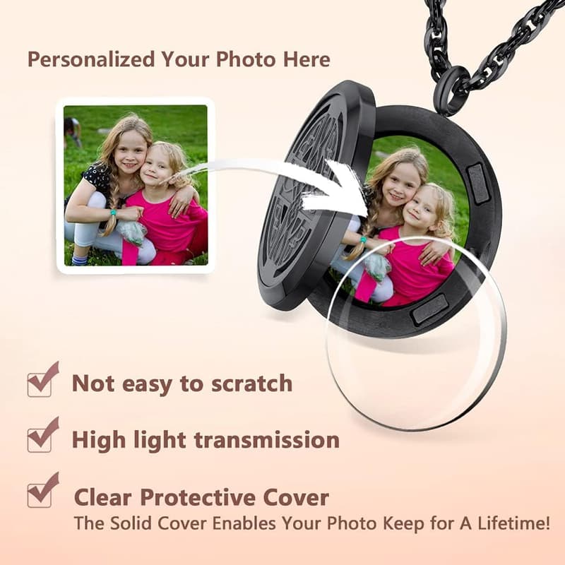 Custom Engraved Photo Locket Necklace for Men and Women